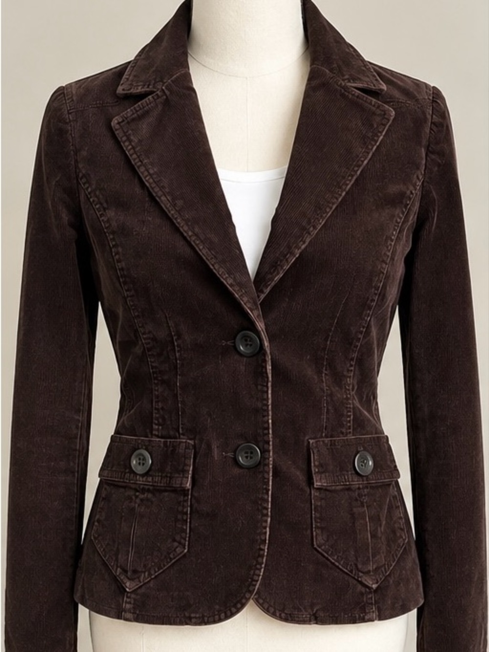 H&M Dark Brown Corduroy Tailored Blazer